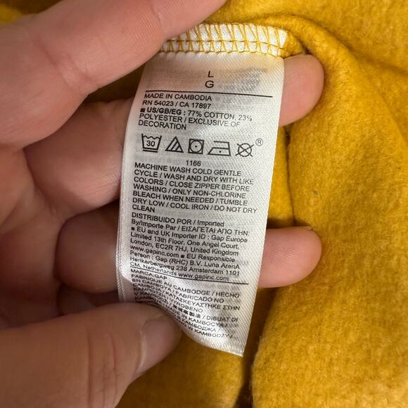 Gap Mens Relaxed Gap Logo Zip Hoodie, Yellow, L, 683050 - Picture 3 of 4